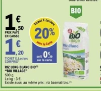 Riz long blanc bio "Bio Village"