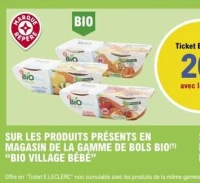 Les produits présents en magasin de la gamme de bols bio "Bio Village Bébé"