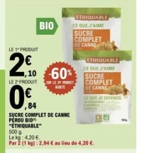 SUCRE COMPLET DE CANNE PÉROU BIO “ÉTHIQUABLE”