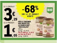 PÂTE À TARTINER AUX NOISETTES LA BIANCA BIO "NOCCIOLATA" 250 g.
