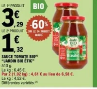 SAUCE TOMATE BIO "JARDIN BIO ÉTIC" 510 g.