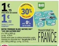 NOTRE FROMAGE BLANC NATURE BIO "LES 300 LAITIERS BIO"