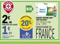 YAOURT NATURE BIO "BIO VILLAGE"