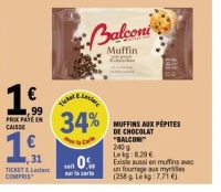 MUFFINS AUX PÉPITES DE CHOCOLAT "BALCONI"