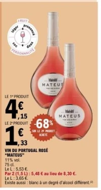 VIN DU PORTUGAL ROSÉ "MATEUS"