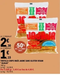 TORTILLA CHIPS MAÏS JAUNE SANS GLUTEN VEGAN "JAJAJA"