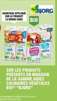 LES PRODUITS DE LA GAMME AIDES CULINAIRES VÉGÉTALES BIO "BJORG"