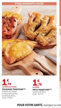 FOUGASSE TRADITION Grattons de canard ou Roquefort et Noix