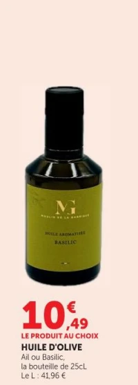 HUILE D'OLIVE Ail ou Basilic