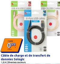 Câble de charge et de transfert de données Sologic