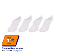 Socquettes femme Pointures 39-42 | 4 paires