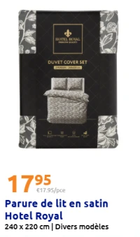 Parure de lit en satin Hotel Royal