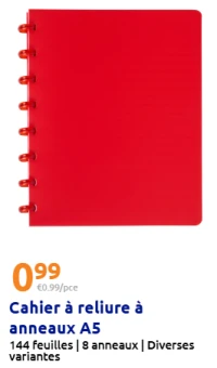 Cahier à reliure à anneaux A5