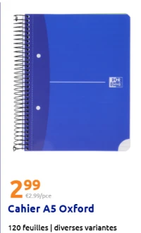 Cahier A5 Oxford