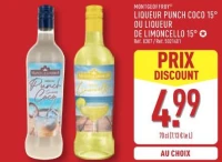 MONTGEOFFROY® LIQUEUR PUNCH COCO 15° OU LIQUEUR DE LIMONCELLO 15°