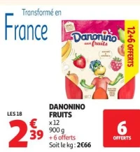 DANONINO FRUITS x12 900 g + 6 offerts