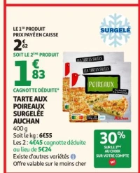 Tarte aux poireaux surgelée Auchan