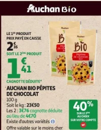 AUCHAN BIO PÉPITES DE CHOCOLAT