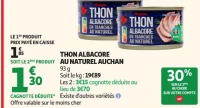THON ALBACORE AU NATUREL AUCHAN