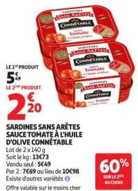 SARDINES SANS ARÊTES SAUCE TOMATE À L'HUILE D'OLIVE CONNÉTABLE