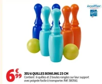 Jeu 6 quilles bowling 23 cm