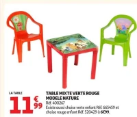 TABLE MIXTE VERTE ROUGE MODELE NATURE