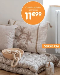 Coussin palmier pompons