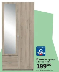 Armoire 2 portes 2 tiroirs Mellie