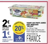 YAOURT AUX FRUITS JAUNES AVEC MORCEAUX DÉLISSE