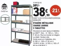 Étagère métallique charge lourde 5 tablettes