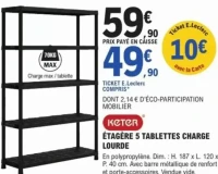 Keter Étagère 5 tablettes charge lourde