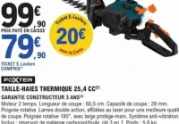 FOXTER TAILLE-HAIES THERMIQUE 25,4 CC