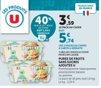 U Purée de Fruits Sans Sucres Ajoutés