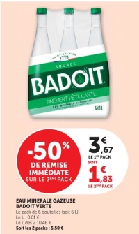 EAU MINERALE GAZEUSE BADOIT VERTE