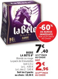 BIERE LA BETE 8° Blonde ou rouge