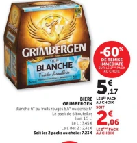 BIERE GRIMBERGEN Blanche 6° ou fruits rouges 5,5° ou cerise 6°