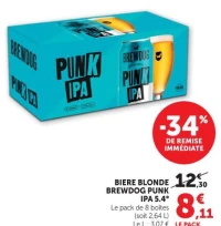 BIERE BLONDE BREWDOG PUNK IPA 5.4°