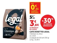 CAFE DOSETTES LEGAL Classique ou doux