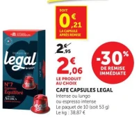CAFE CAPSULES LEGAL Intense ou lungo