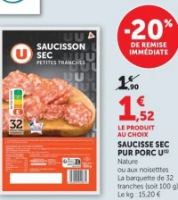 Saucisson sec pur porc U