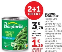 LEGUMES BONDUELLE Haricots verts extra-fins / Petits pois tendres