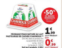 FROMAGE FRAIS NATURE AU LAIT PASTEURISE DE CHEVRE CHAVROUX