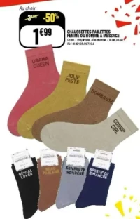CHAUSSETTES PAILLETTES FEMME OU HOMME À MESSAGE