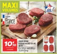 Viande bovine : 8 steaks hachés 15% mg 
