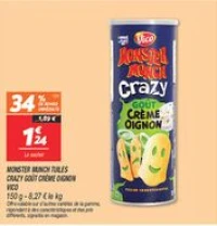 Monster munch tuiles crazy  goût crème oignon