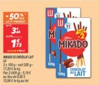 Mikado x2 chocolat lait