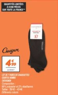 Lot de 7 paires de chaussettes courtes homme 