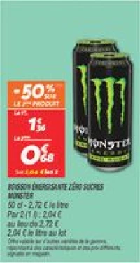 Boisson énergisante zéro sucres