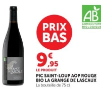 PIC SAINT-LOUP AOP ROUGE BIO LA GRANGE DE LASCAUX La bouteille de 75 cl