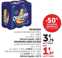 ORANGINA Le pack de 6 boites (soit 1,98 L)